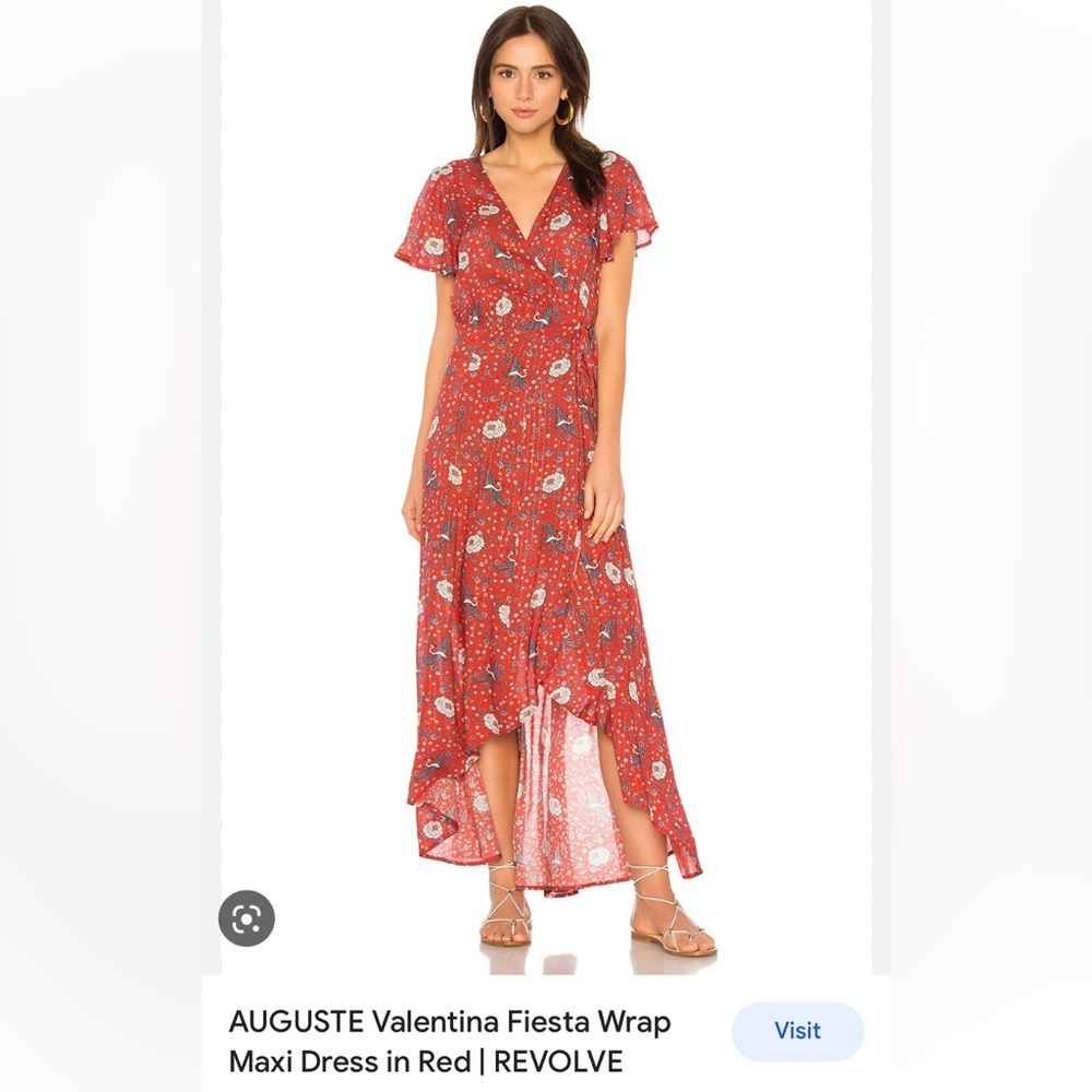 AUGUSTE Valentina Fiesta Wrap Maxi Dress in Red